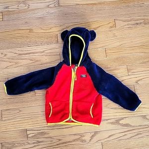 Super Cute Baby Boy L.L. Bean Fleece Jacket w/ Hood, Size 12-18 months